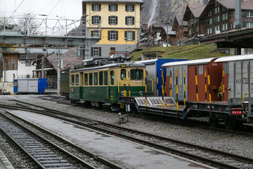 Fototapeta na wymiar A train near Interlaken in Switzerland