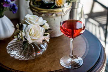 Rose Wine with flowers (natural light).