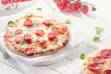 Homemade italian Pizzas.