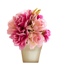 Rose flower,plastic flowers isolated on white background