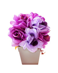 Rose flower,plastic flowers isolated on white background