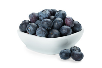 Heap Of Fresh Blueberries In White Bowl