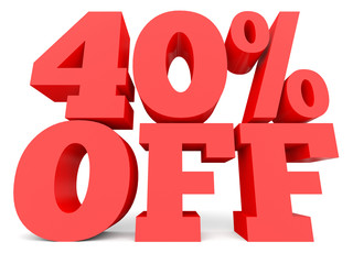 Forty percent off. Discount 40 %.