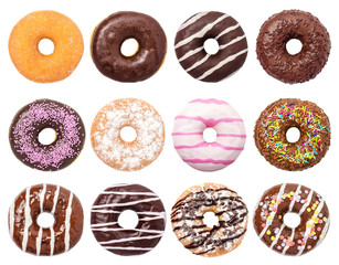 Donuts Set Isolated on White Background