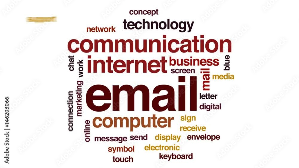 Poster email animated word cloud, text design animation.