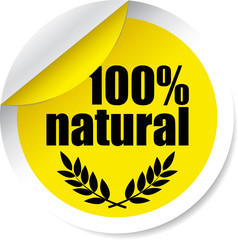 100% natural yellow Label, Sticker, Tag, Sign And Icon Banner Business Concept, Design Modern.