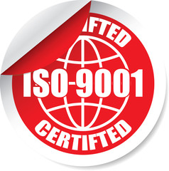 ISO 9001 red Label, Sticker, Tag, Sign And Icon Banner Business Concept, Design Modern.