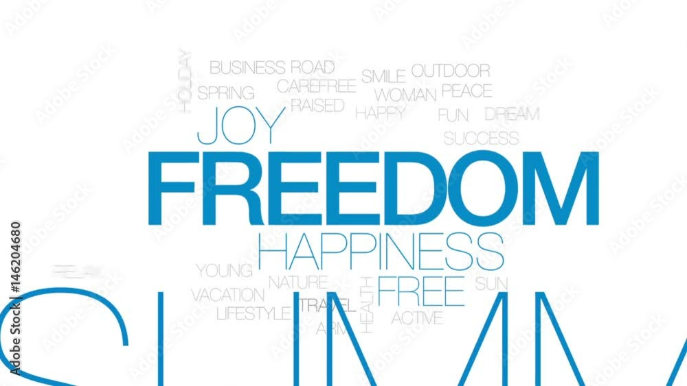 Wall mural freedom animated word cloud, text design animation. kinetic typography.