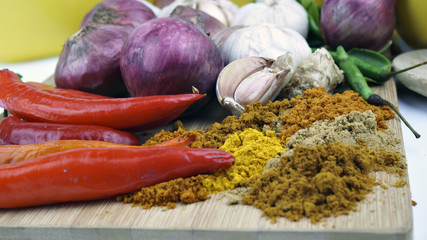 spices  curry and Asian cuisine ingredients.