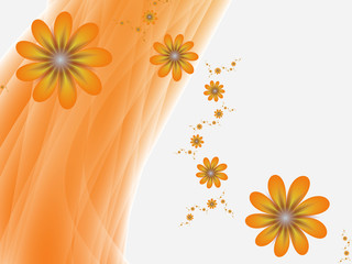 Abstract fractal orange flowers on a white background