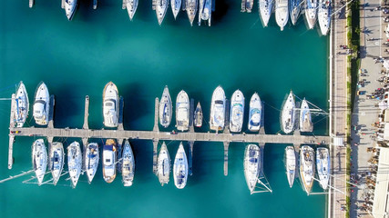 Boats in the port, overhead view