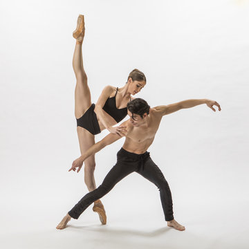 Man and woman ballet dancing
