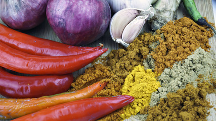 spices  curry and Asian cuisine ingredients.