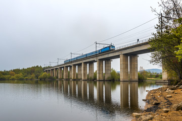 Train on the bridge