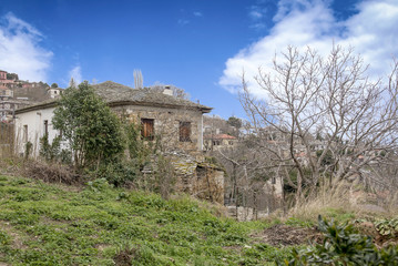 Fototapeta na wymiar Houses in Millies village. Magnesia, Pelion mountain, Greece