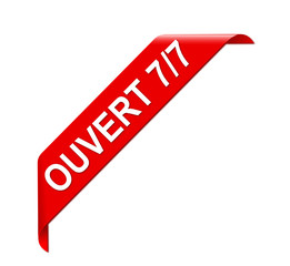 ouvert 7 jours sur 7 bannière coin rouge