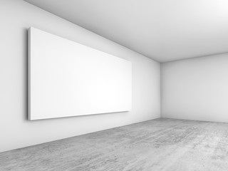 3d white interior background, blank banner