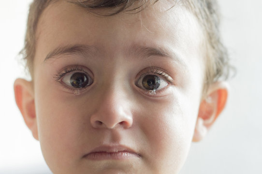 Face of Hispanic boy crying
