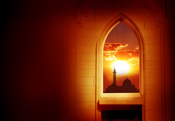 Ramadan Kareem background.Mosque window