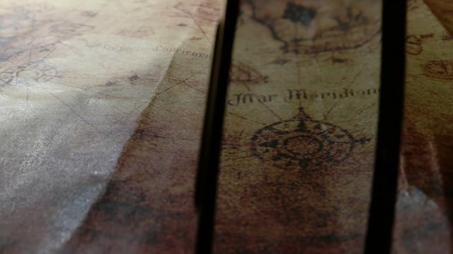 Close up of a vintage old map 
