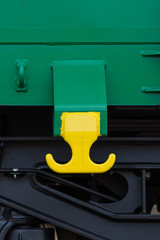 Burgas, Bulgaria - March 20, 2017 - Freight cargo train Detail - 4axled box wagon green Type:Eanos...