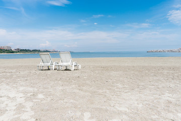 Lounge chairs on the beach