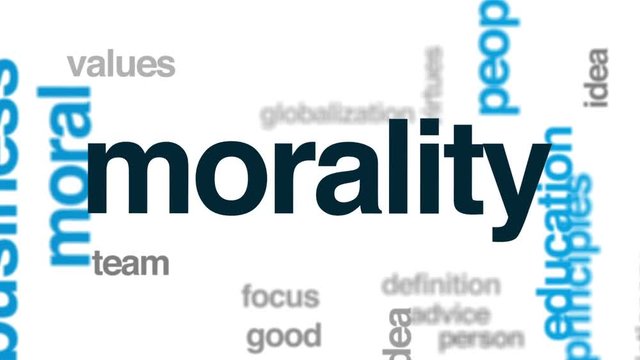 Morality animated word cloud, text design animation.