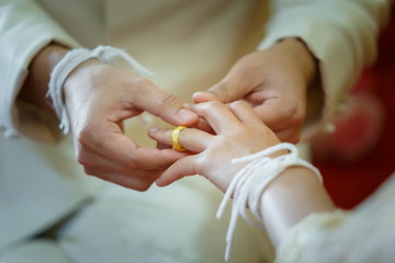 Wedding , holding hands,Hands and Wedding ring .