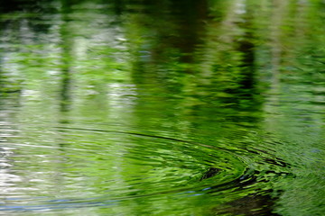 Rippling water coloured with fresh green