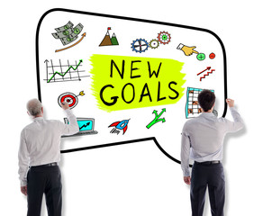 New goals concept drawn by businessmen
