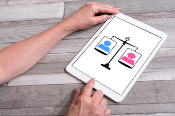 Equality concept on a tablet