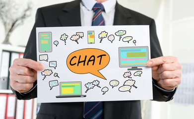 Chat concept shown by a businessman