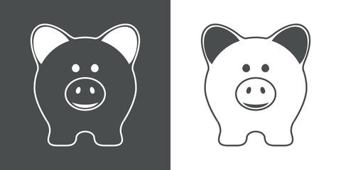 Icono plano cerdito frontal lineal gris y blanco © teracreonte