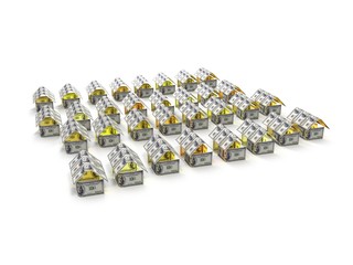 House Made of Cash Money Isolated on White Background. 3d render