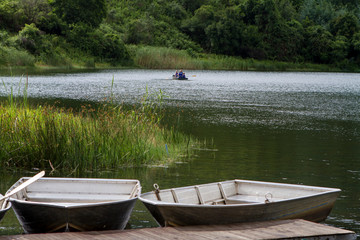 Boats at jetty in Drakensberg