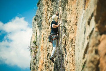 Fototapeta premium Rock climbing.