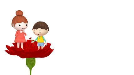 白い背景の母の日のカーネーション