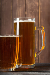 beer glass on a wooden background