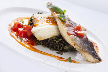 fried dorado fillet with wild rice