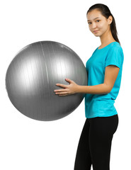 Fototapeta premium Woman and exercise ball