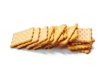 Cracker cookies isolated on white background