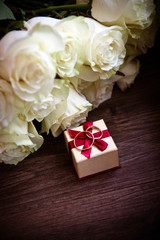 Luxury wedding gift box with rose bouquet