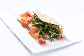 millefeuille of salmon and arugula