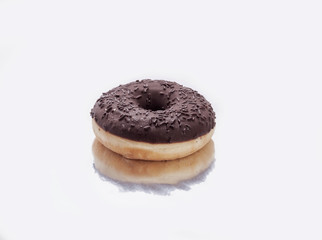donut with chocolate on a white background
