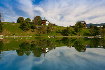 Fototapeta na wymiar Nature swimming pool in Reith, Austria