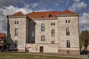 Fototapeta premium Neogothic facade of the town hall in Osna in Poland.