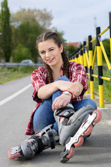 Teenager with rollerblades