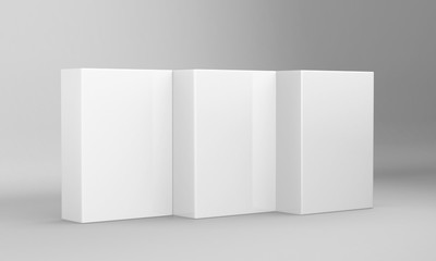 White tall rectangle blank box isolated on grey background.