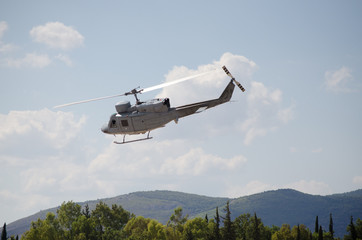 Fototapeta na wymiar Black hawk helicopter uh 60 rescue team nose up