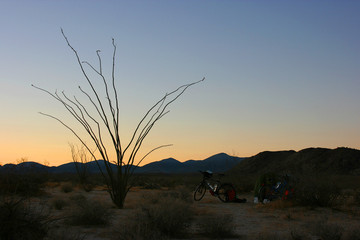 Wild camping in the remote Sonoran Desert, Baja California Norte, Mexico
